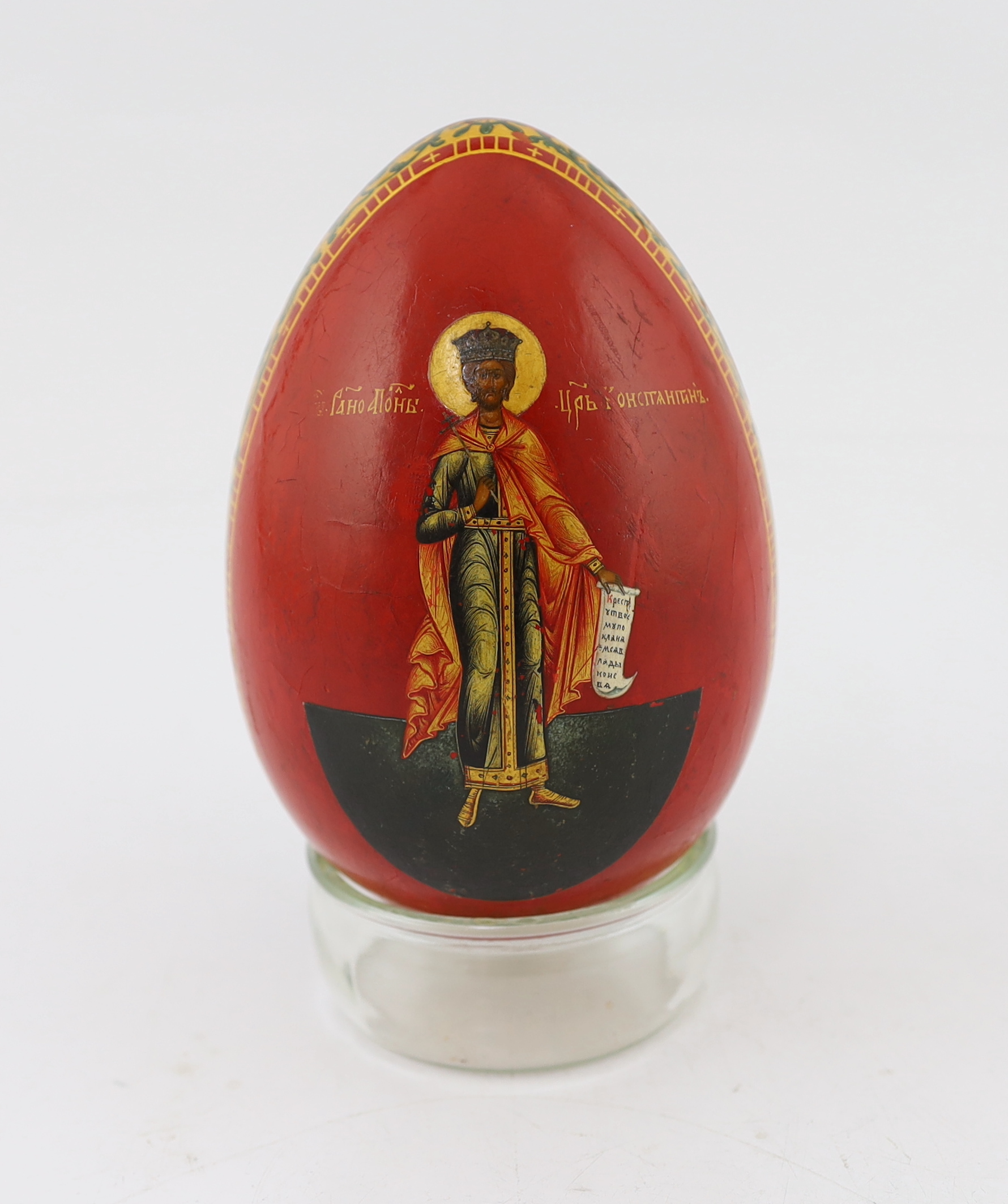 A Russian lacquer Easter egg, attributed to Lukutin, mid 19th century